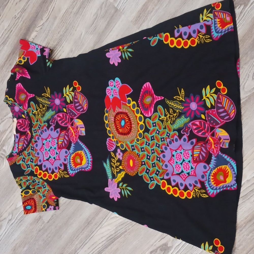 La Cera Novelty Floral Print Plus Size Short Sleeve Dress Size L